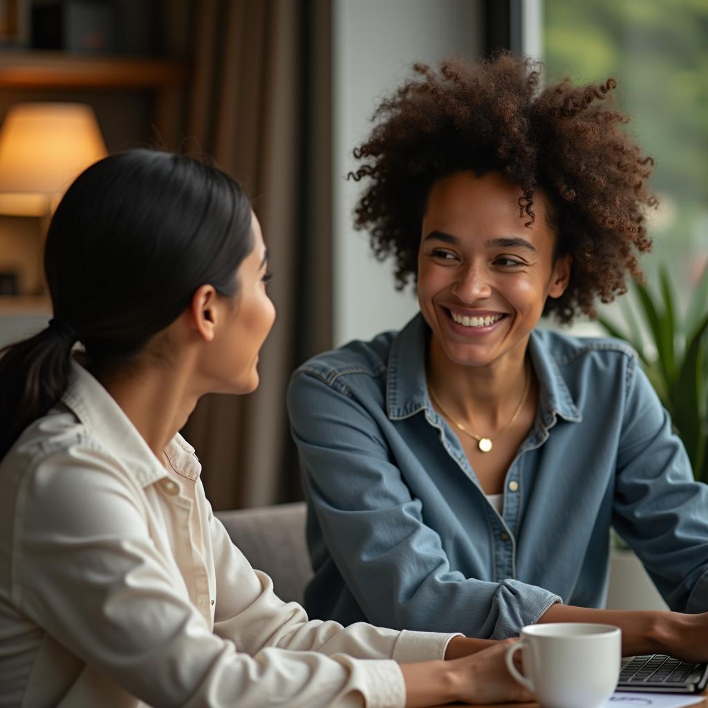 empathetic woman listening at work