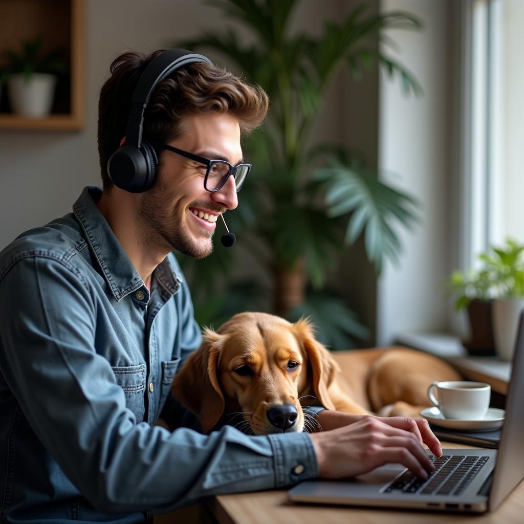 man doing remote customer support