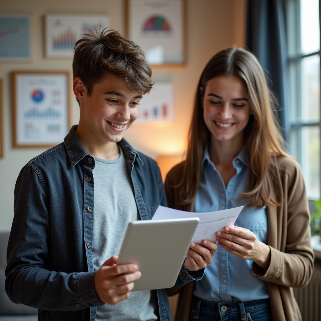 Teen and parent discussing money
