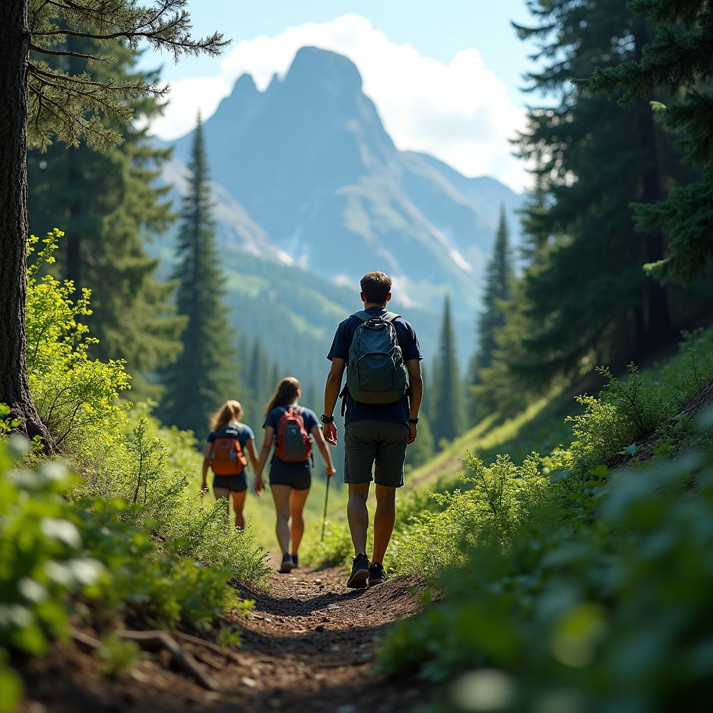 adventure guide leading hikers