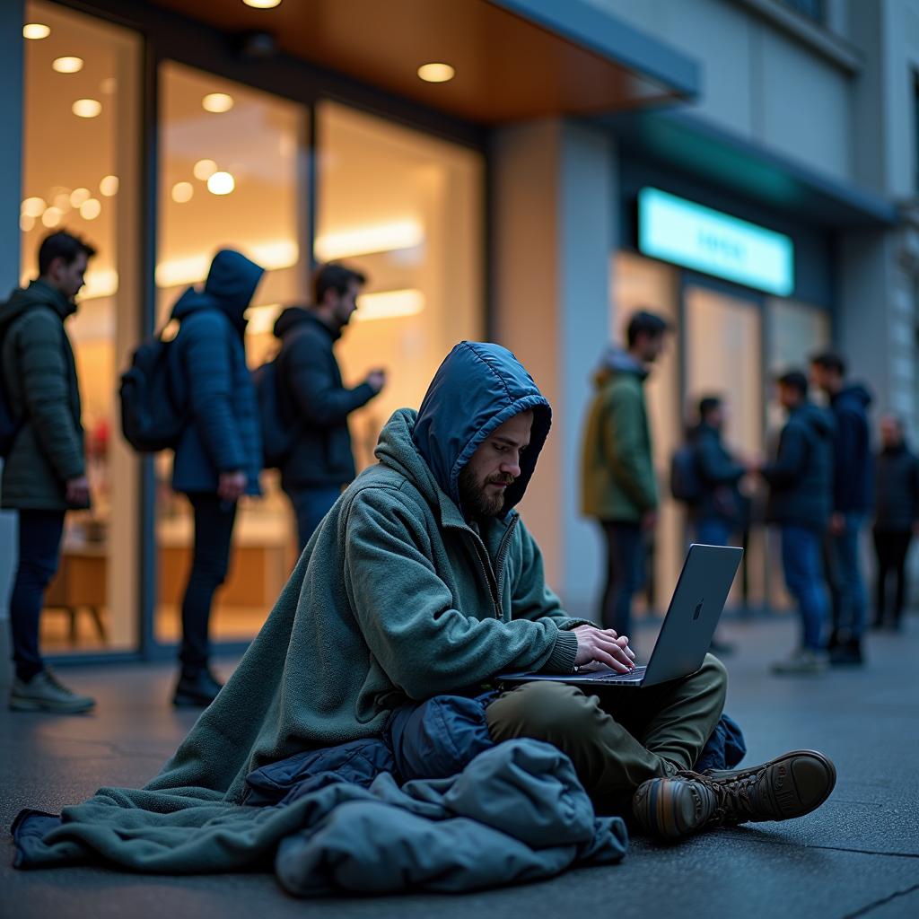 people waiting overnight for product launch