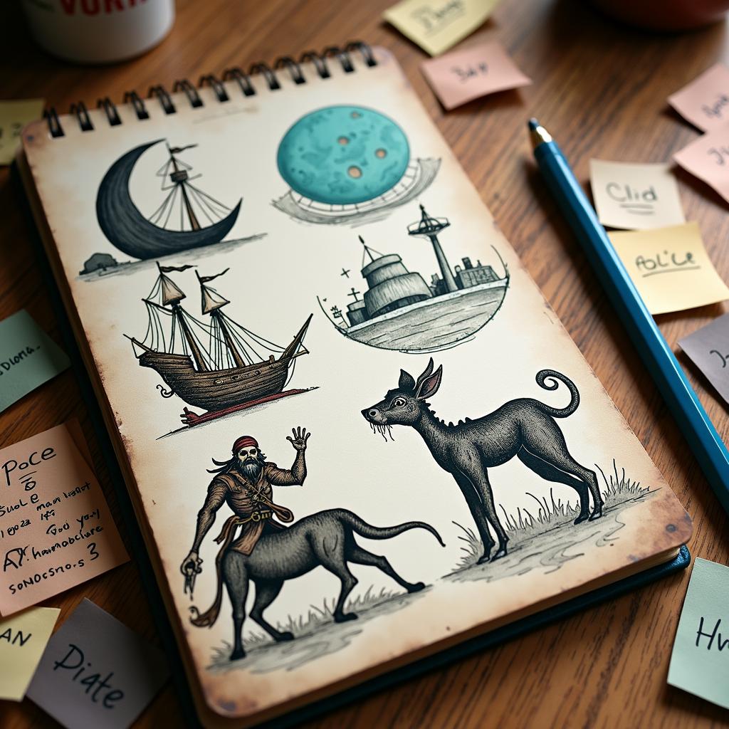 story and puzzle ideas on sketchpad