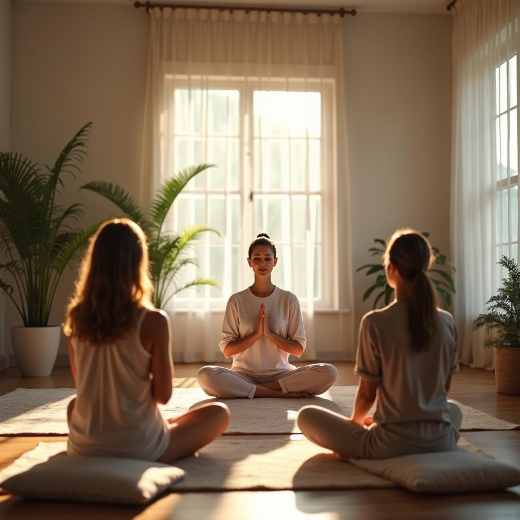 Meditation leader in peaceful room