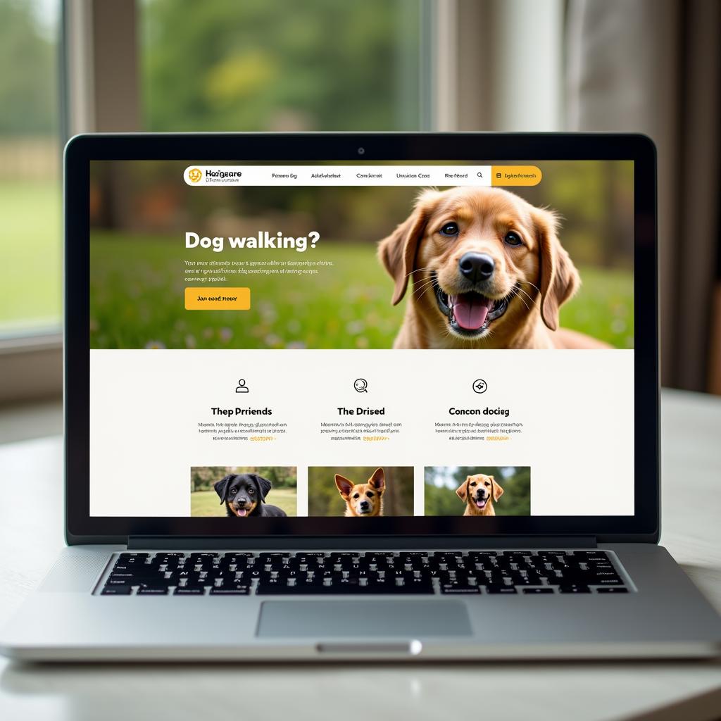 Dog walking website on a computer