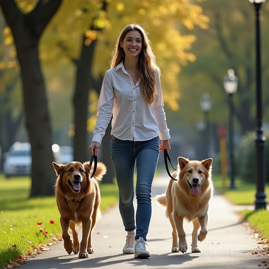 Walking two dogs at once