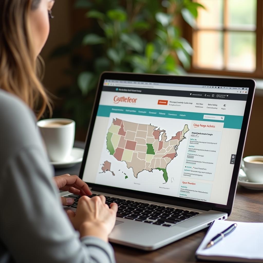 Person researching food laws online