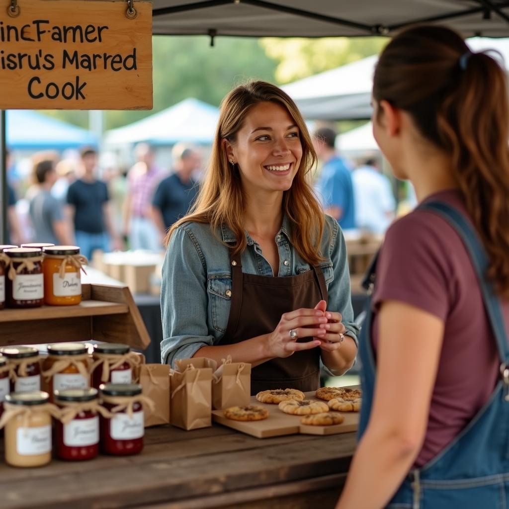 Food seller at farmer’s market booth