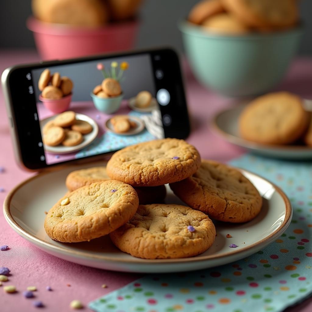 Taking a photo of cookies for social media